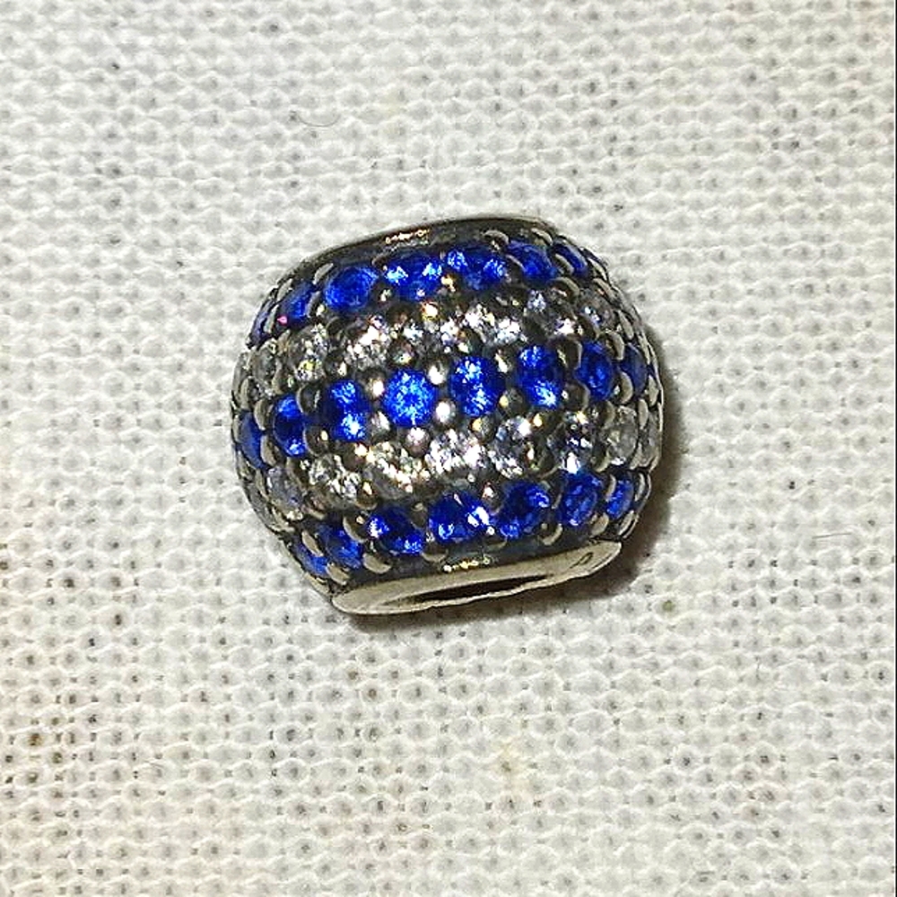 Pandora Retired Blue and White Nautical  Pave Charm.
